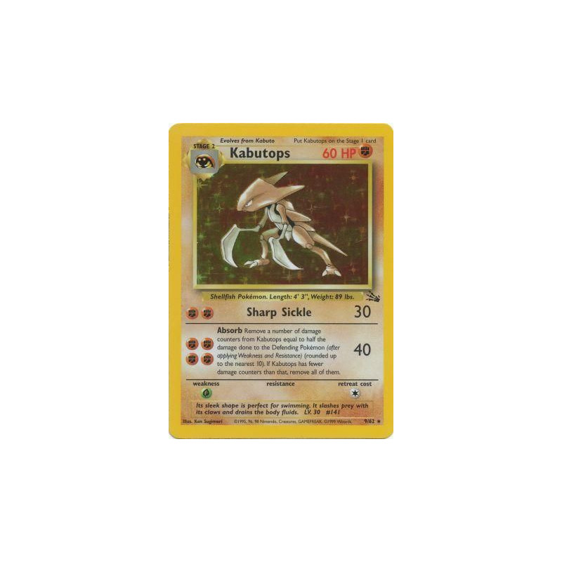 Kabutops - Pokemon Fossil - 9/62 - Holo Rare